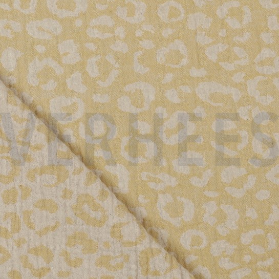DOUBLE GAZE DE COTON JACQUARD PEAU D’ANIMAL JAUNE/ÉCRU #7