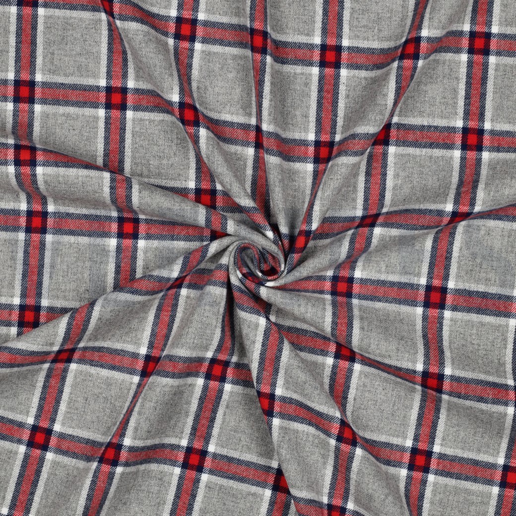 COTTON YARN DYED BRUSHED CHECKS GREY #7