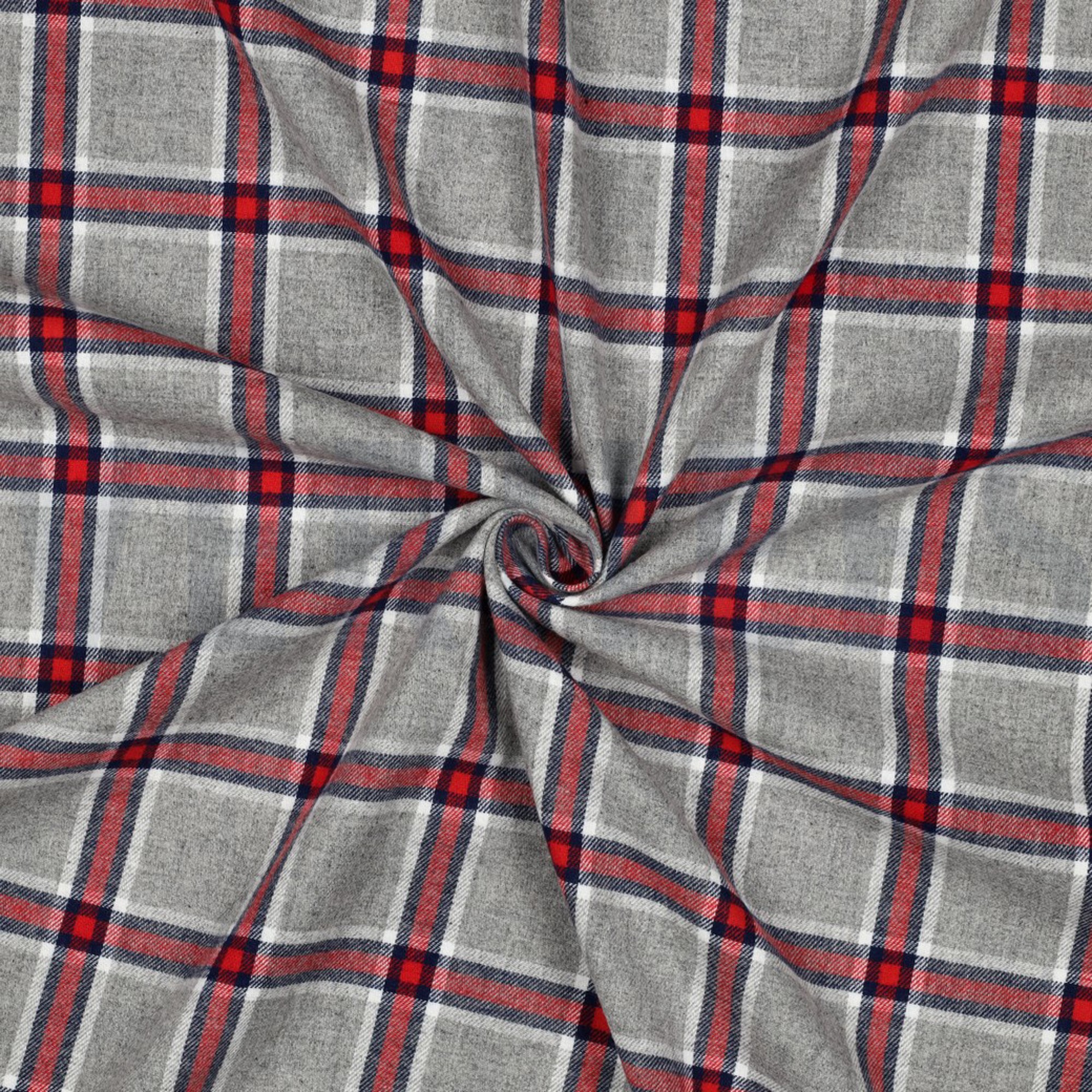 BAUMWOLLE GARNGEFÄRBT ANGERAUT KAROS GRAU (high resolution) #3