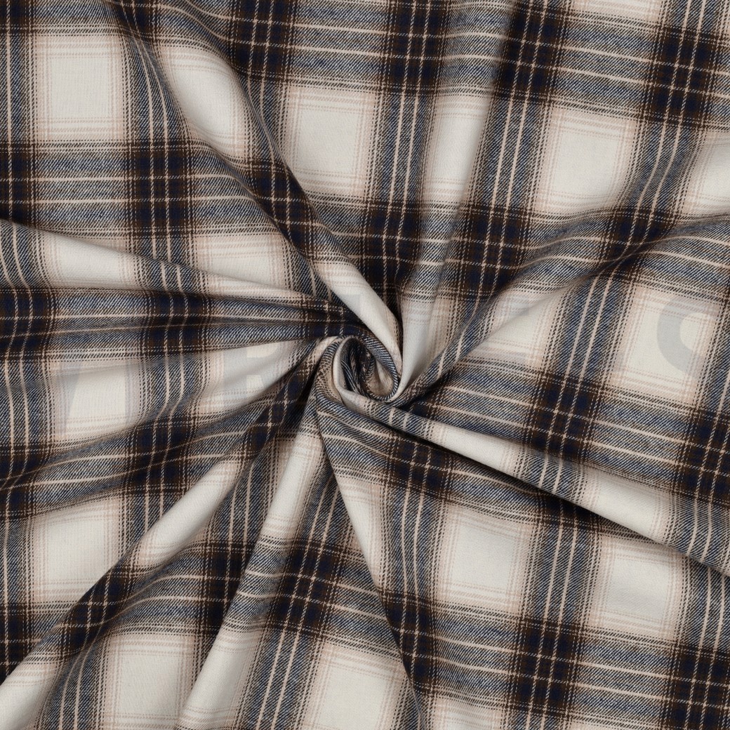 COTTON YARN DYED BRUSHED CHECKS BEIGE #7