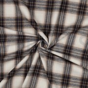 BAUMWOLLE GARNGEFÄRBT ANGERAUT KAROS BEIGE (thumbnail) #3