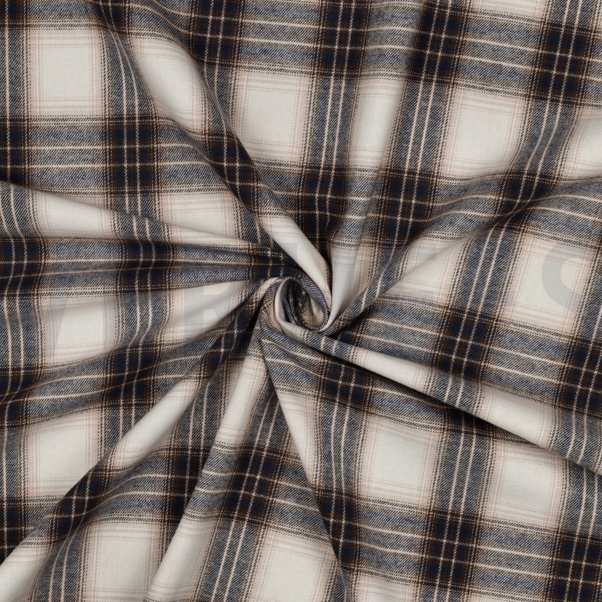 BAUMWOLLE GARNGEFÄRBT ANGERAUT KAROS BEIGE (high resolution) #3