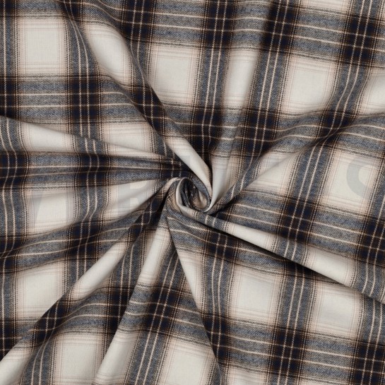 BAUMWOLLE GARNGEFÄRBT ANGERAUT KAROS BEIGE #7