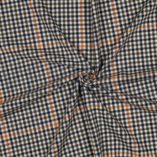 BAUMWOLLE GARNGEFÄRBT ANGERAUT KAROS ECRU #7