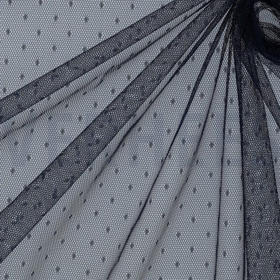 FINE TULE DOTS NAVY #7