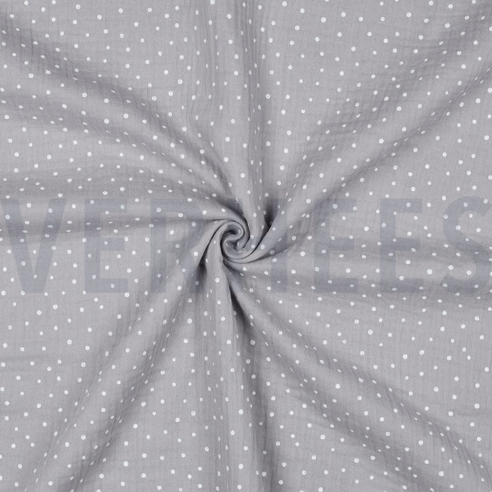 DOUBLE GAUZE KLEINE STIPPEN GRIJS #7