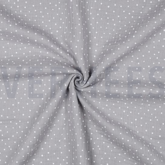 MUSSELIN KLEINE PUNKTE GRAU #7