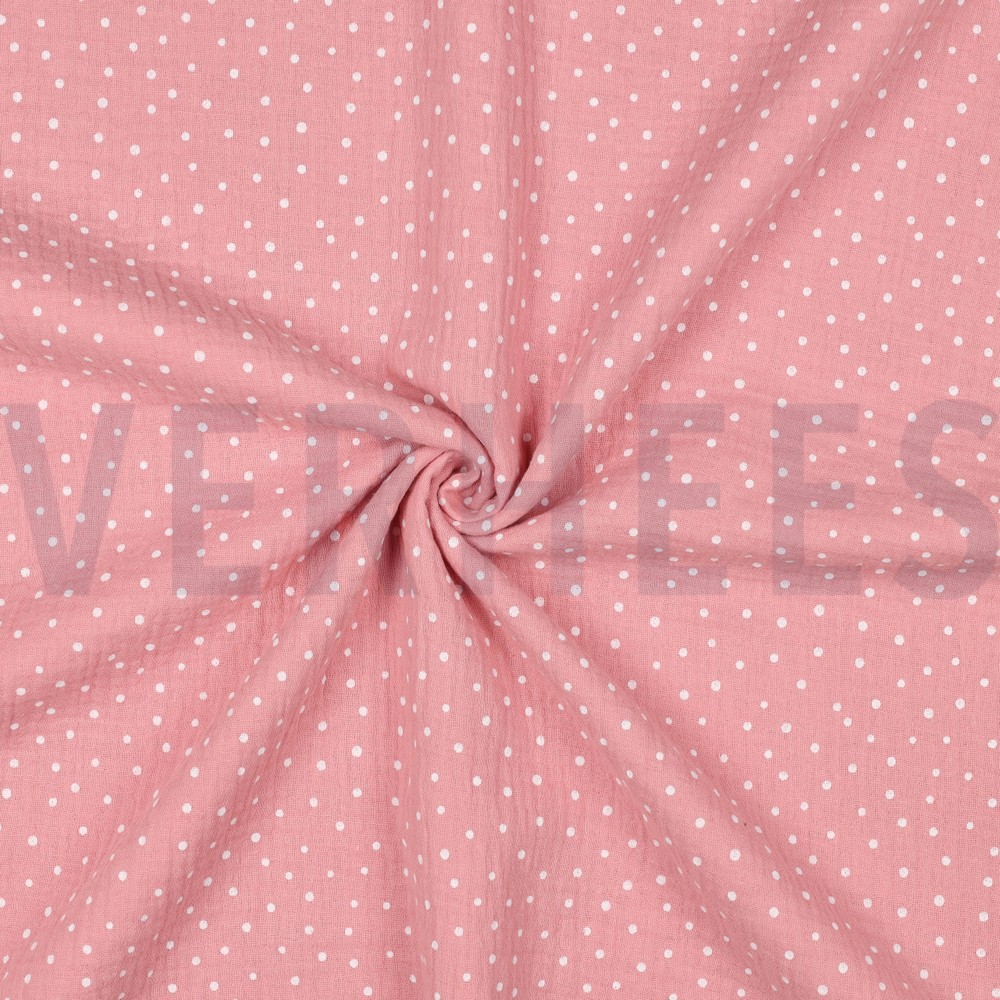 DOUBLE GAUZE KLEINE STIPPEN ROSE #7