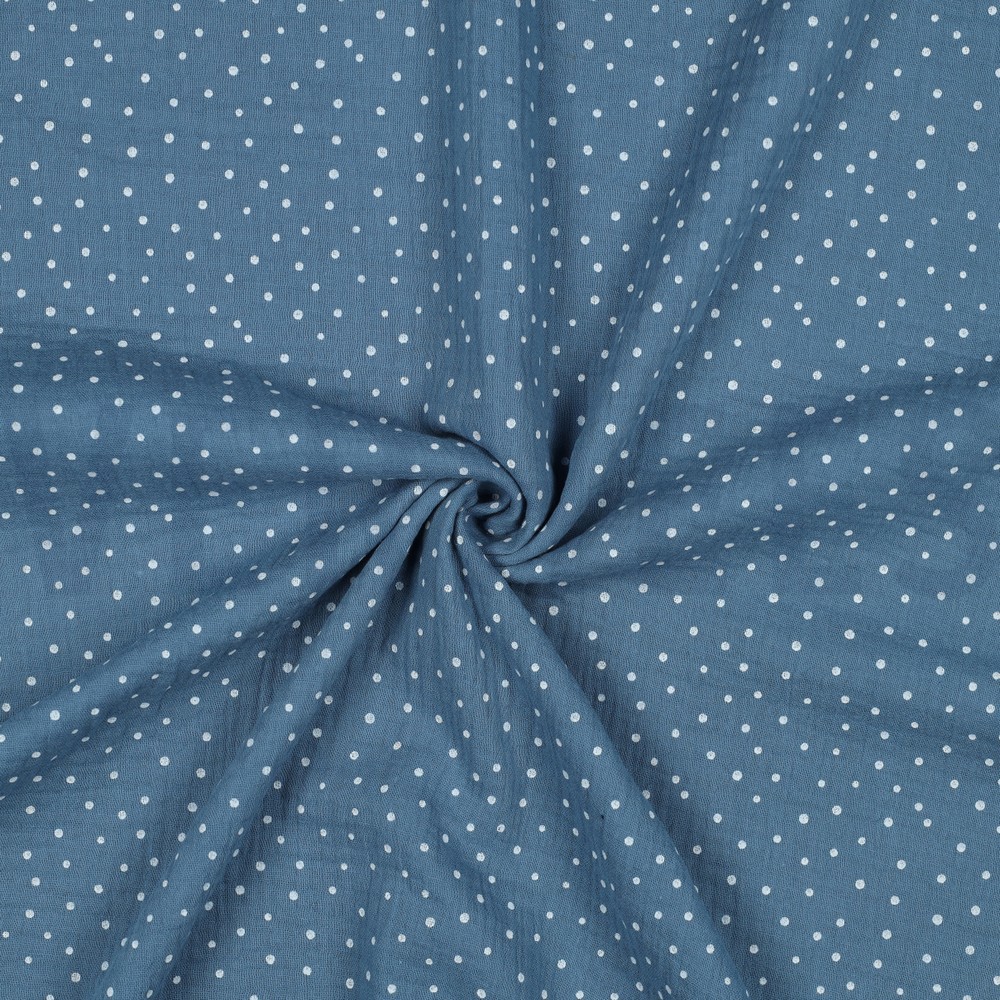 DOUBLE GAUZE KLEINE STIPPEN BLAUW #7