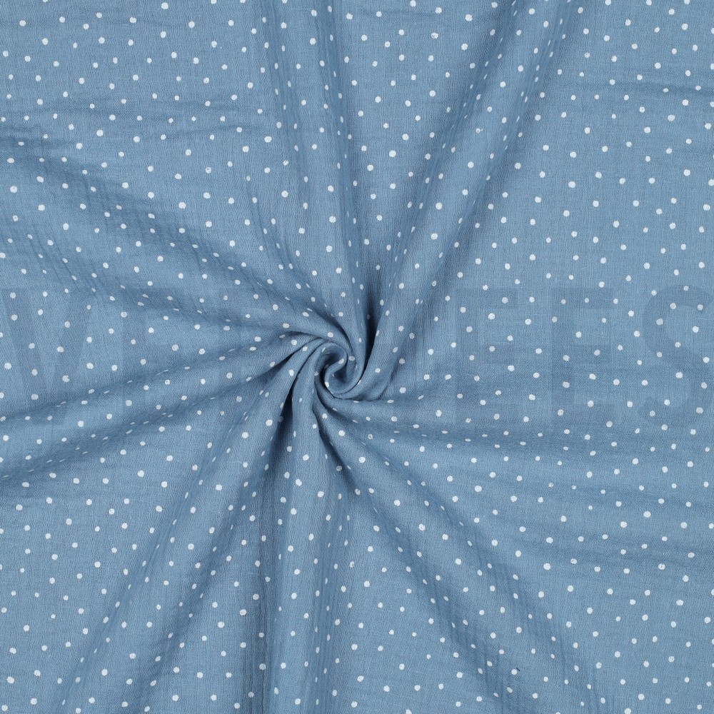 DOUBLE GAUZE KLEINE STIPPEN LICHTBLAUW #7