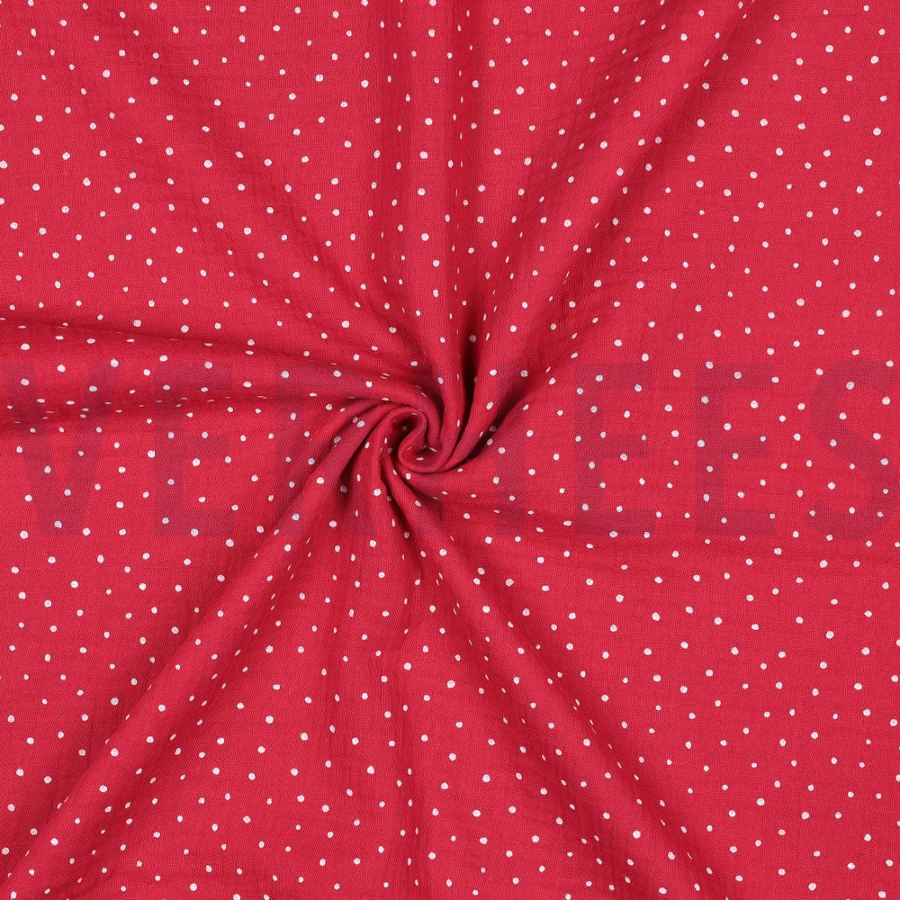 DOUBLE GAUZE KLEINE STIPPEN FUCHSIA #7