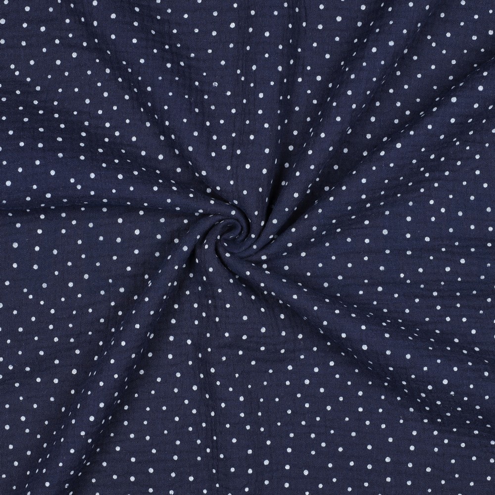 DOUBLE GAUZE KLEINE STIPPEN MARINEBLAUW #7