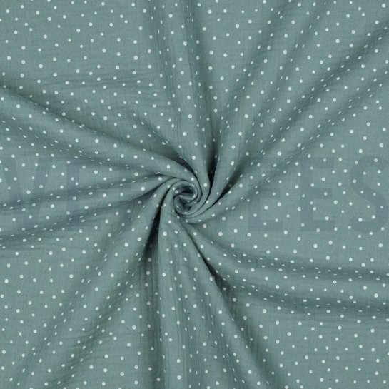 MUSSELIN KLEINE PUNKTE ALTGRÜN #7