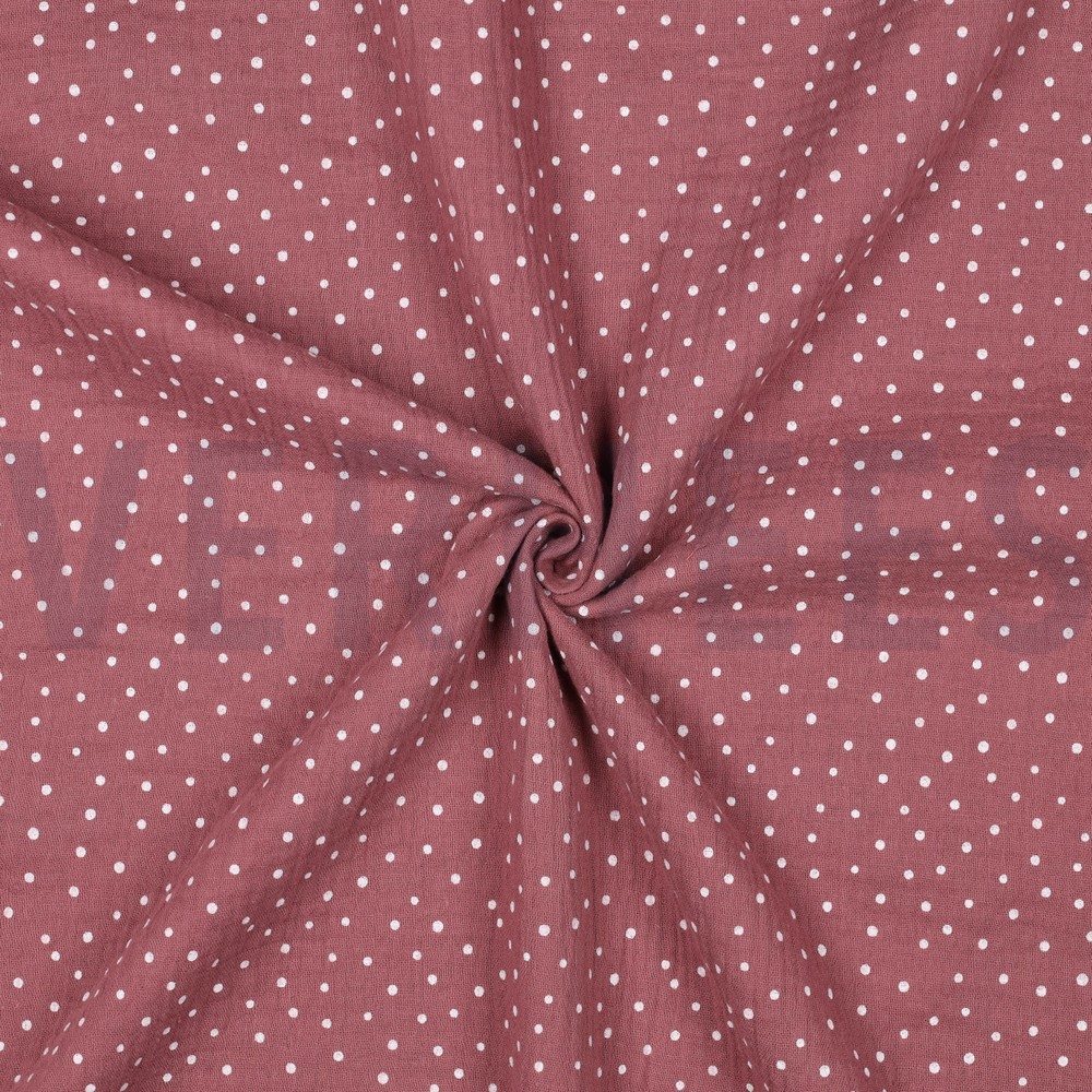DOUBLE GAZE DE COTON PETITS POINTS BOIS DE ROSE #7