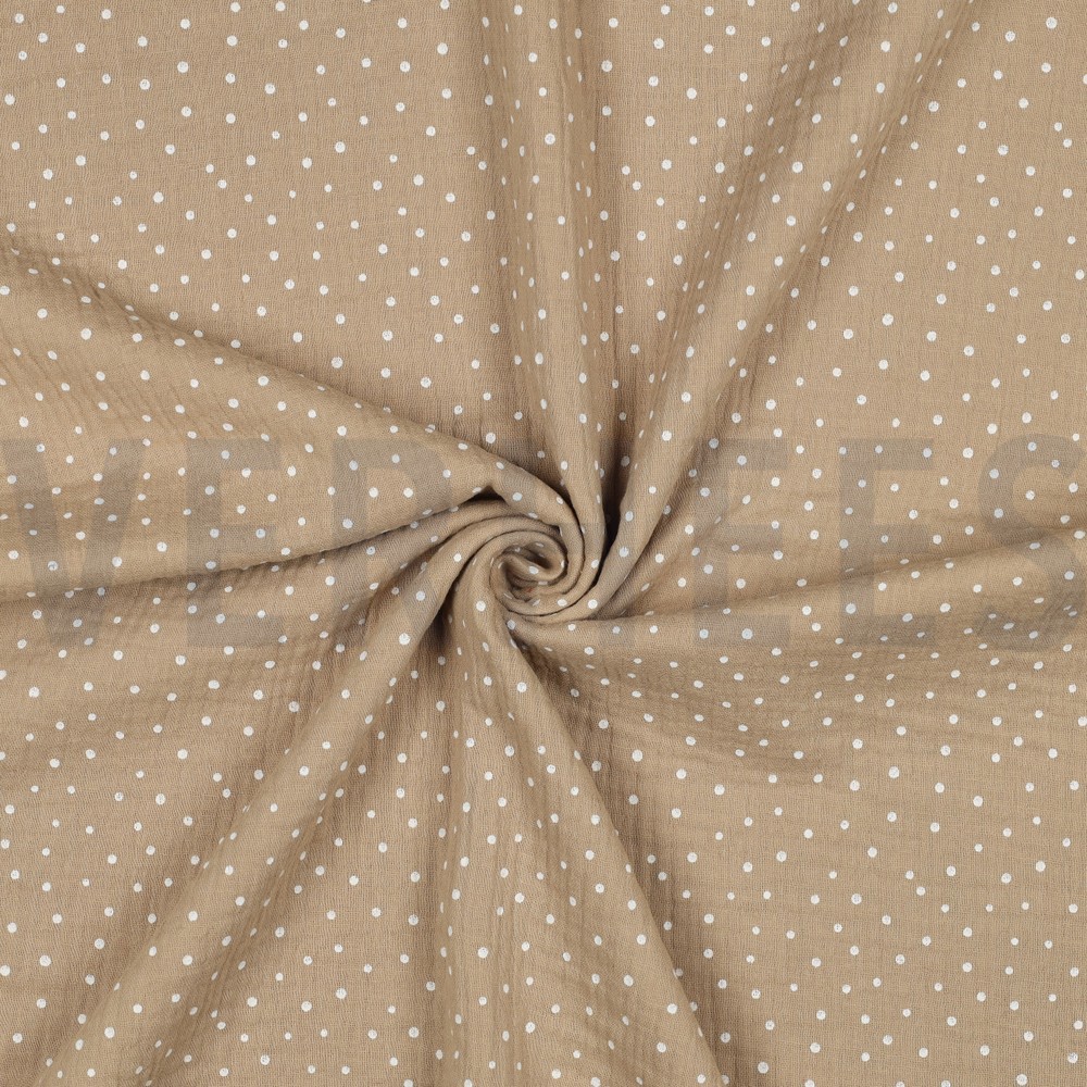 DOUBLE GAUZE KLEINE STIPPEN BEIGE #7