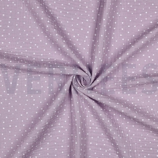 DOUBLE GAZE DE COTON PETITS POINTS VIEUX LILAS #7