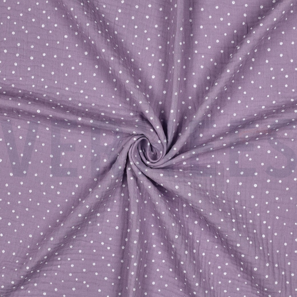 DOUBLE GAUZE LITTLE DOTS OLD MAUVE #7