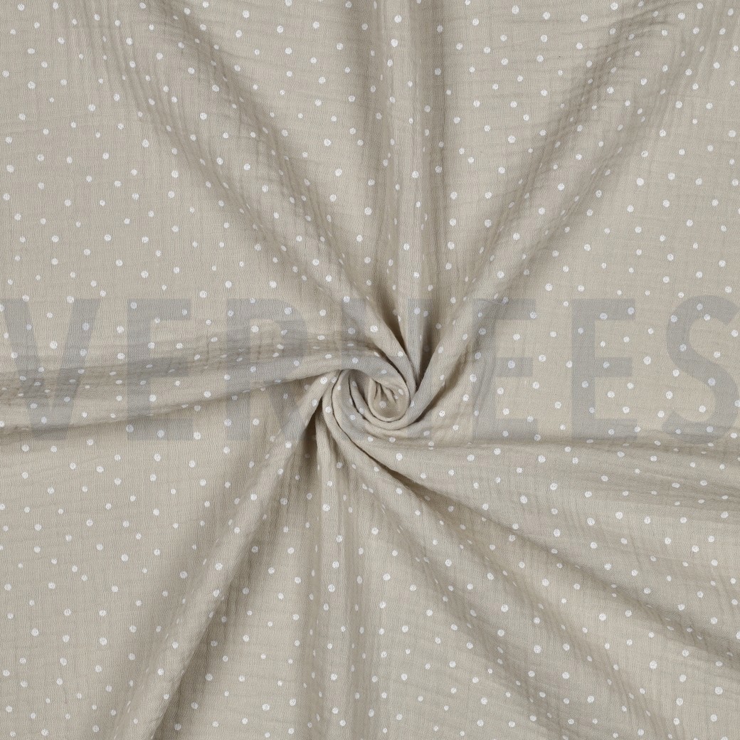 DOUBLE GAUZE LITTLE DOTS LIGHT SAND #7