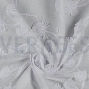 KATOEN VOILE EMBROIDERY BLOEMEN WIT (thumbnail) #3