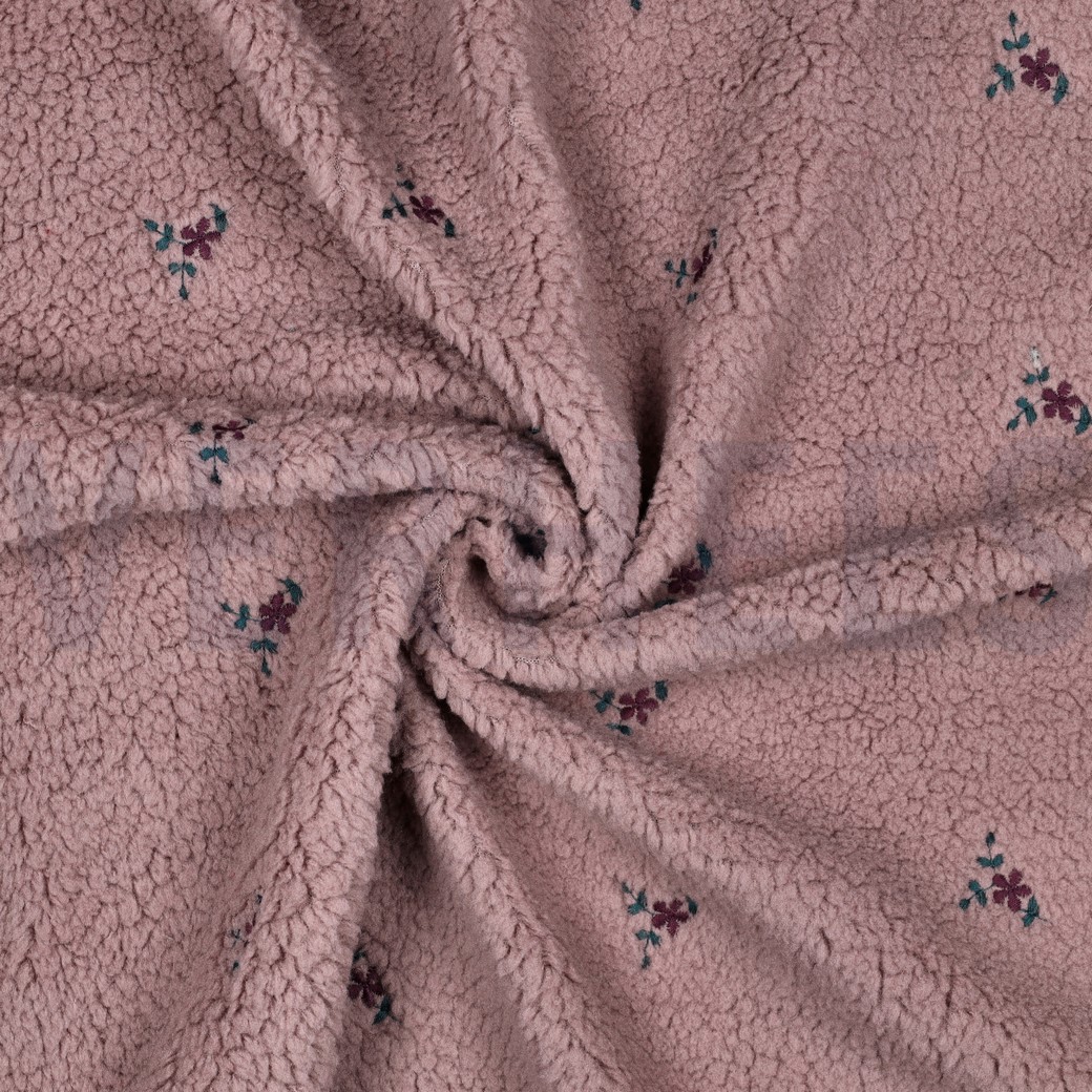 TEDDYSTOFF STICKEREI BLUMEN MAUVE #7