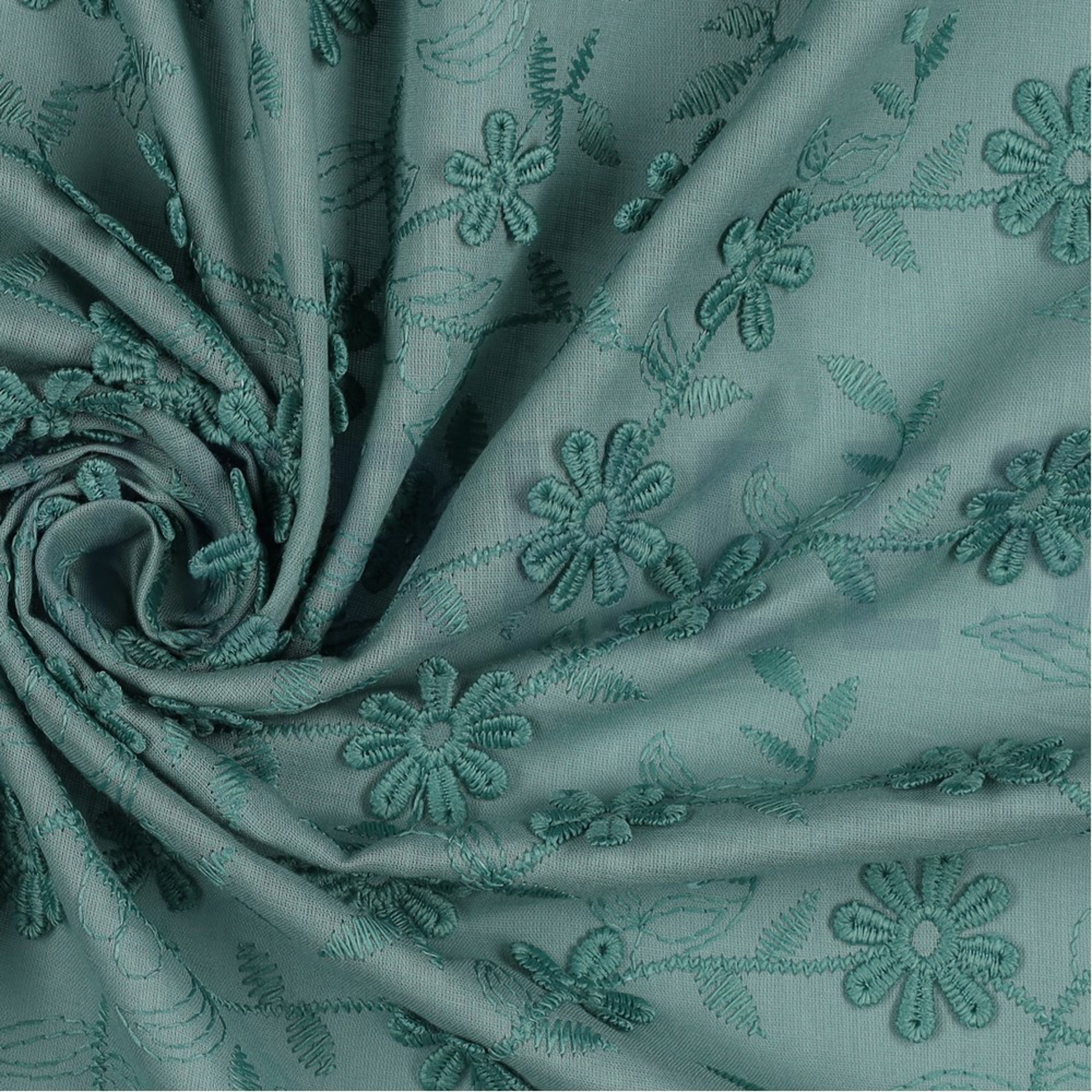 COTTON VOILE EMBROIDERY FLOWERS OLD GREEN (high resolution) #3