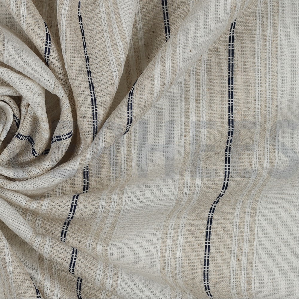 LIN VISCOSE RAYURES BLEU MARINE #7