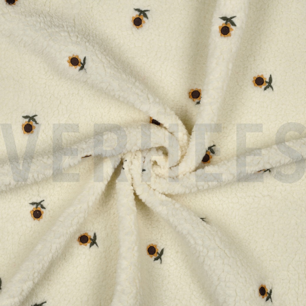 TEDDY JACQUARD EMBROIDERY SUNFLOWERS ECRU #7