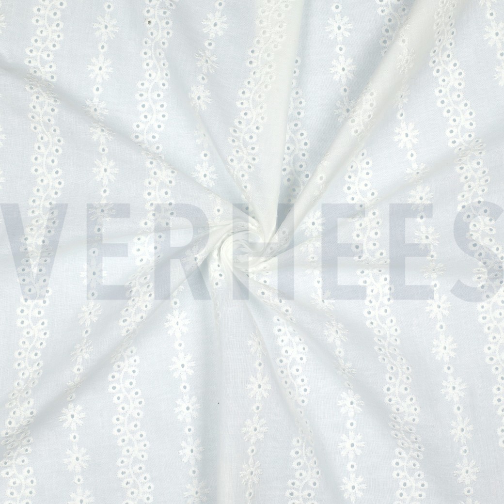 COTTON EMBROIDERY TWO-SIDE SCALLOP WHITE #7