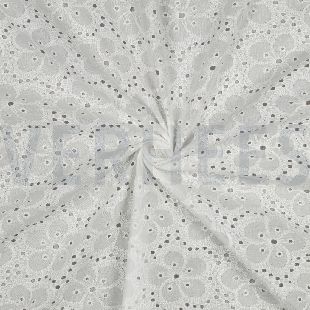 COTTON EMBROIDERY TWO-SIDE SCALLOP WHITE #7