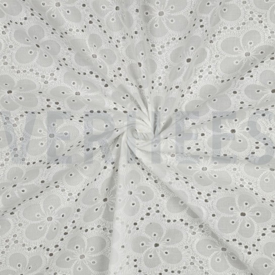 BAUMWOLLE STICKEREI ZWEISEITIGE BOGENKANTE WEISS #7