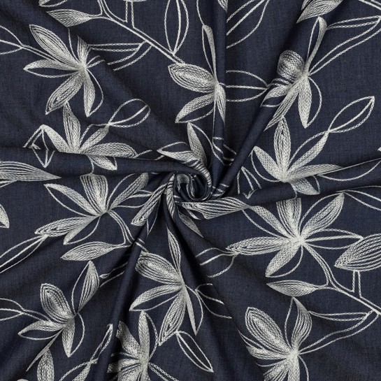 DENIM EMBROIDERY BLOEMEN WIT #7