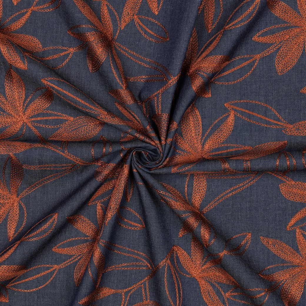 DENIM STICKEREI BLUMEN KAMEL #7