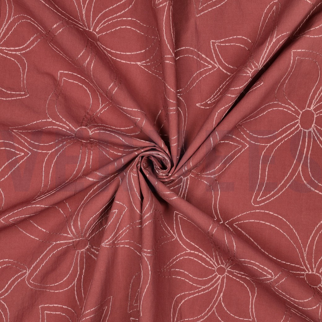 KATOEN GEWASSEN EMBROIDERY BLOEMEN BLUSH #7