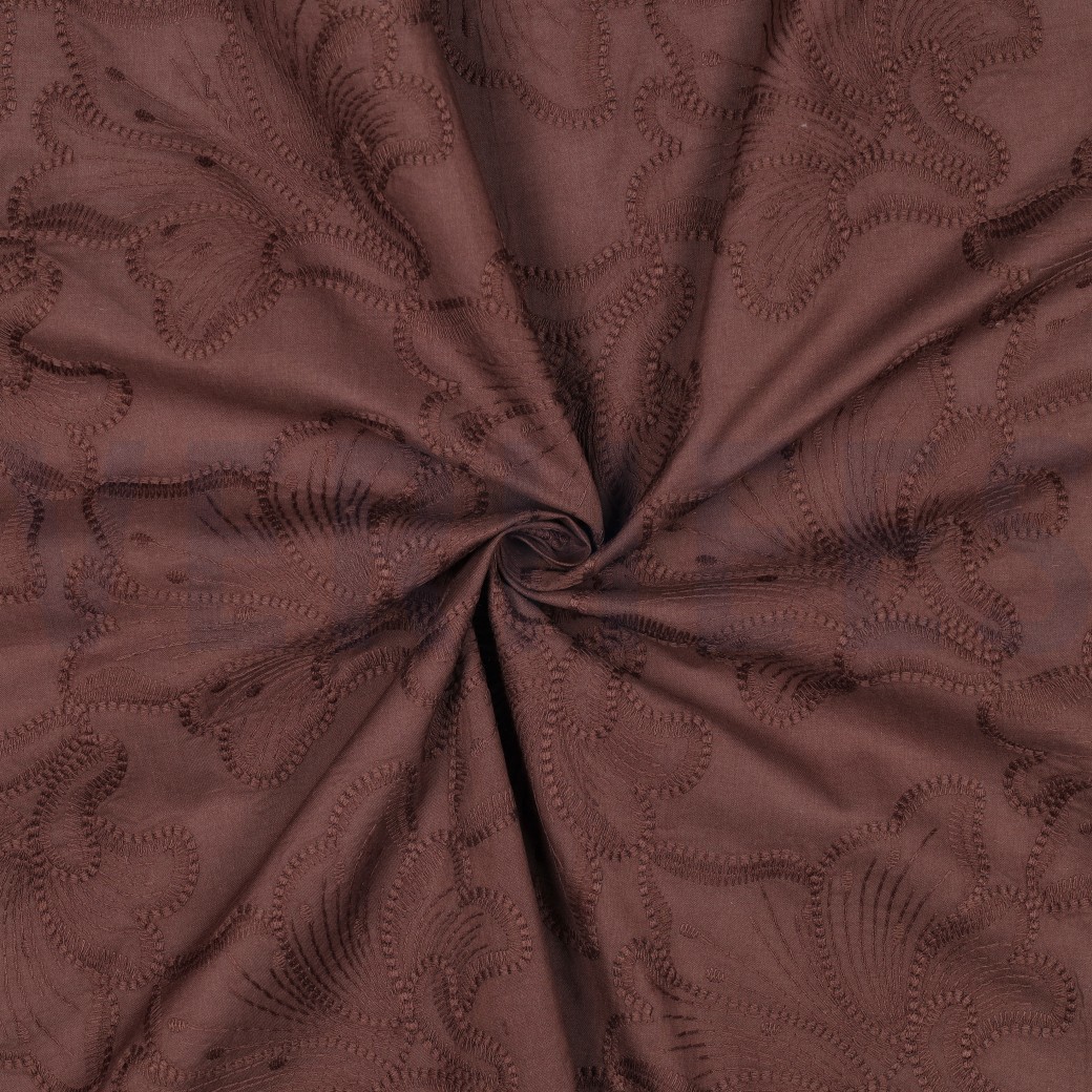 KATOEN EMBROIDERY BLOEMEN BRUIN #7