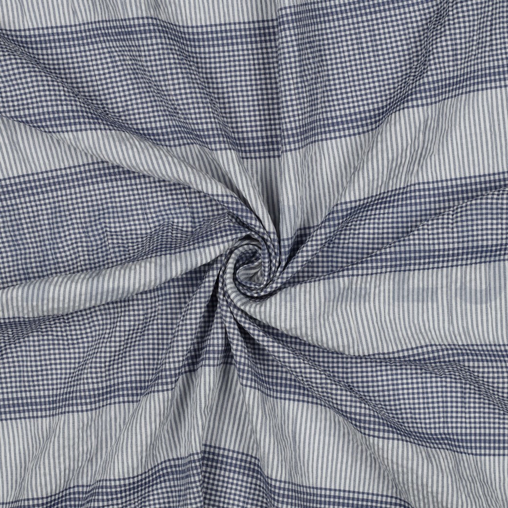 KATOEN GARENGEVERFD RUITEN BLAUW #7