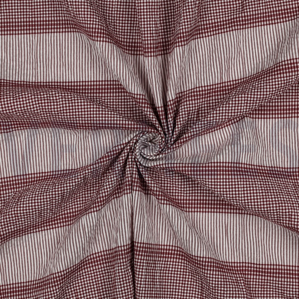 COTON TEINT EN FIL CARREAUX BORDEAUX #7