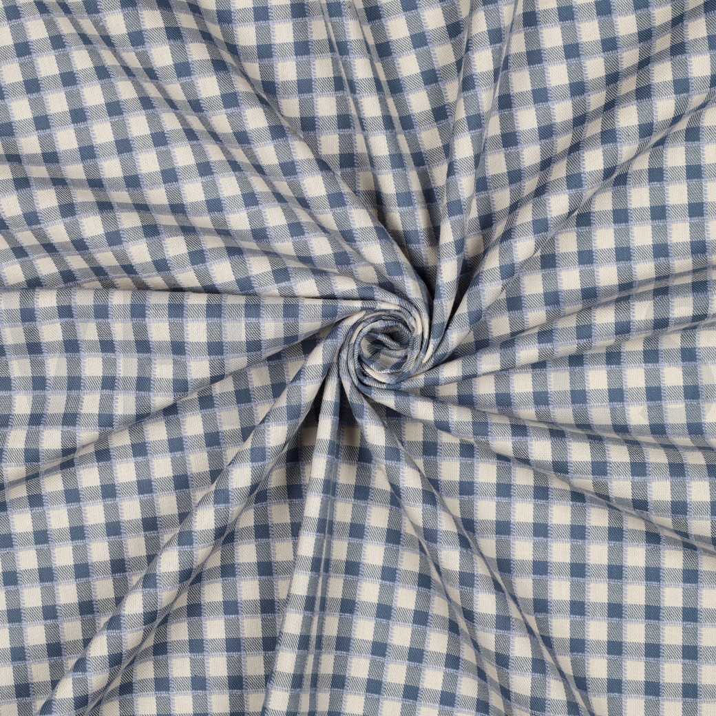 BAUMWOLLE GARNGEFÄRBT KAROS BLAU #7