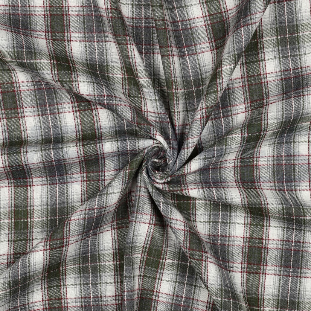 BRUSHED YARN DYED CHECKS ARMY GREEN #7