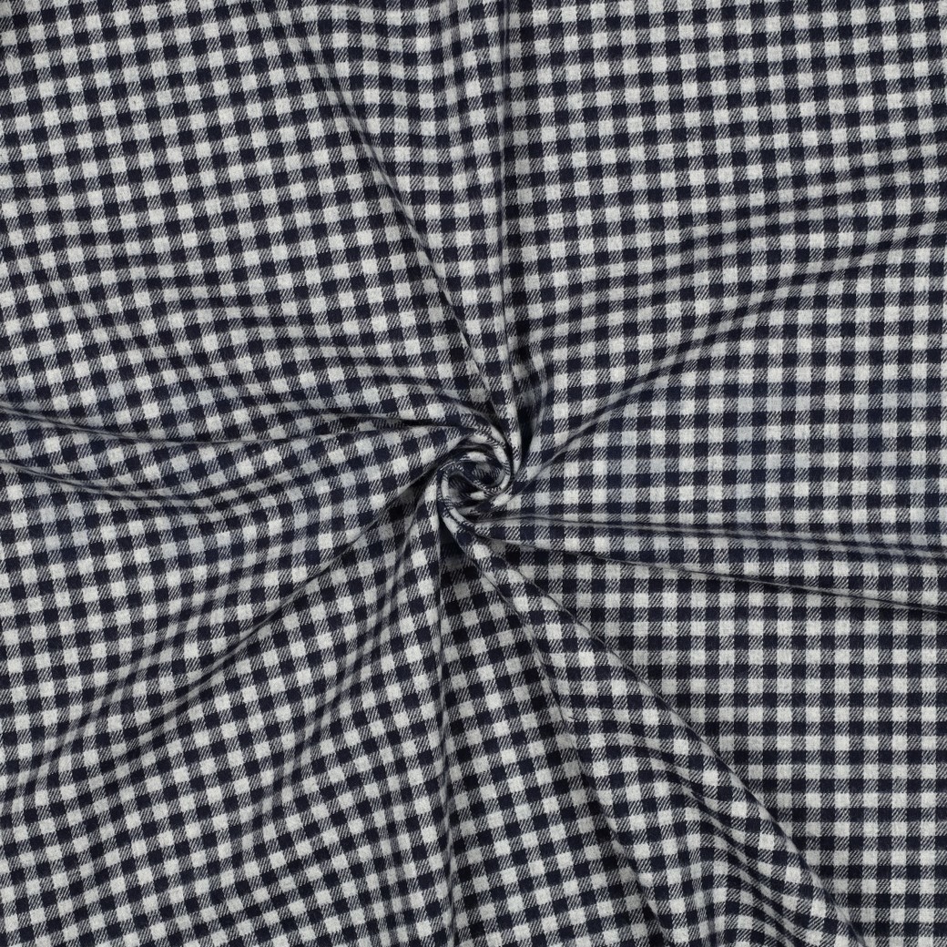 COTON TEINT EN FIL BROSSÉ CARREAUX BLEU MARINE #7