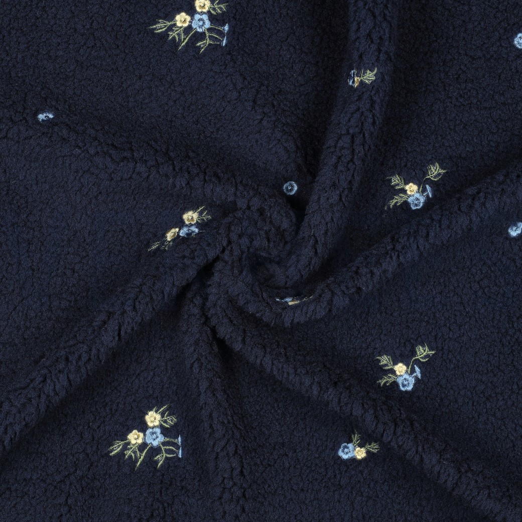TEDDY EMBROIDERY BLOEMEN MARINEBLAUW #7