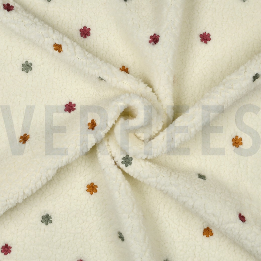 TEDDYSTOFF STICKEREI BLUMEN ECRU #7