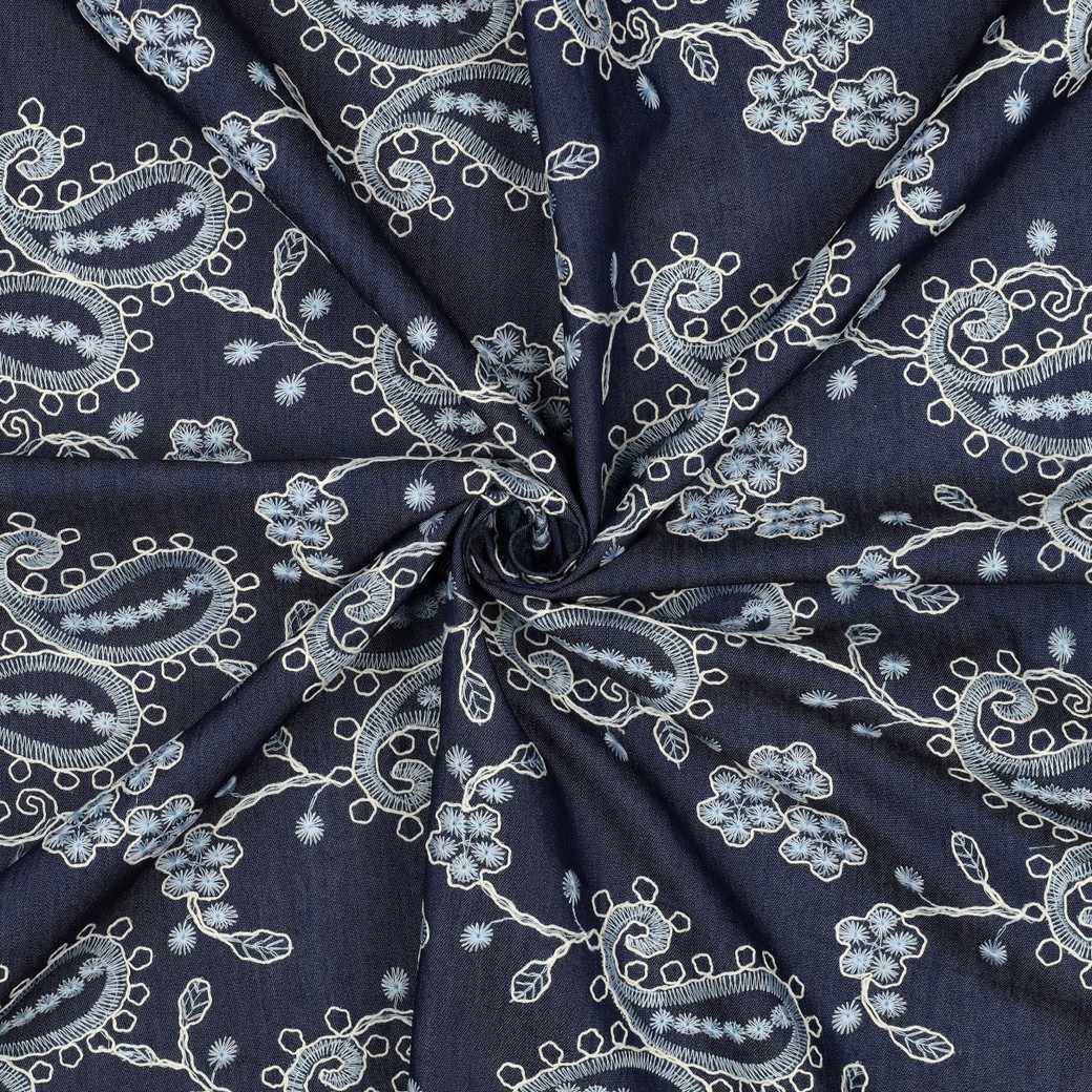 DENIM EMBROIDERY PAISLEY MARINEBLAUW #7