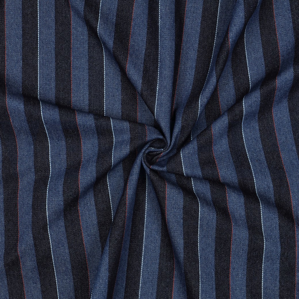 DENIM JACQUARD RAYURES INDIGO #7