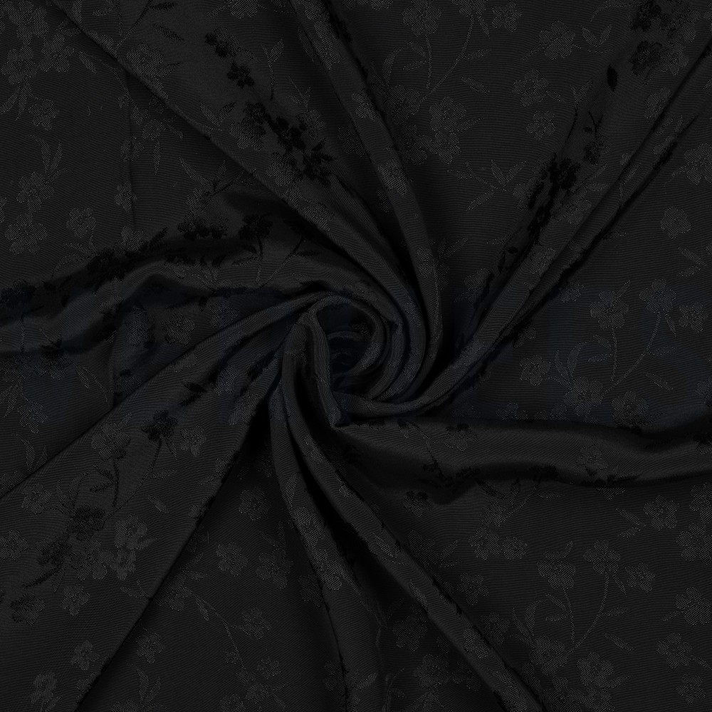 VISCOSE JACQUARD FLEURS NOIR #7