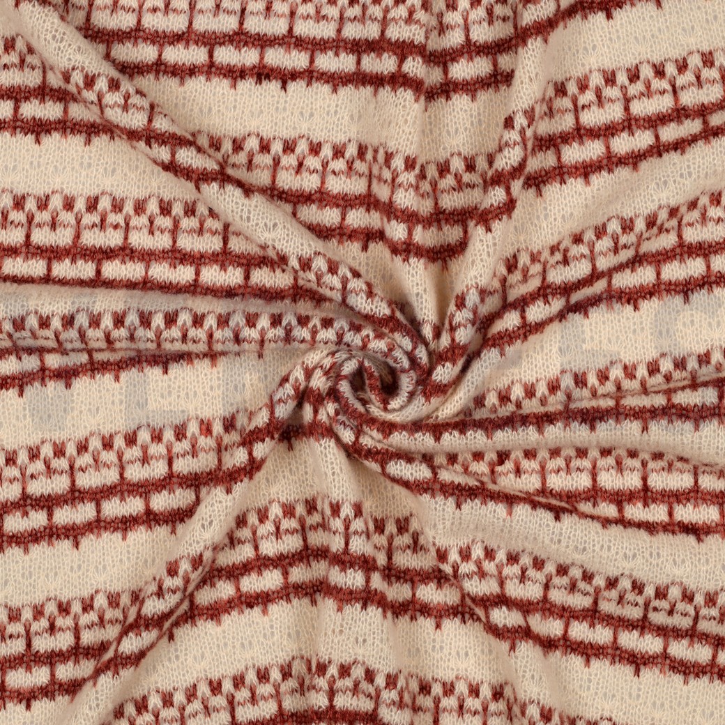 KNITTED JACQUARD STRIPES BURGUNDY #7
