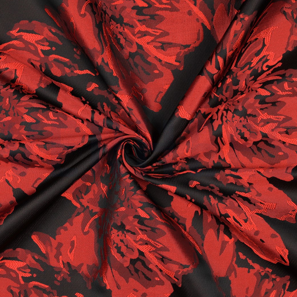 JACQUARD FLEURS ROUGE VIF #7