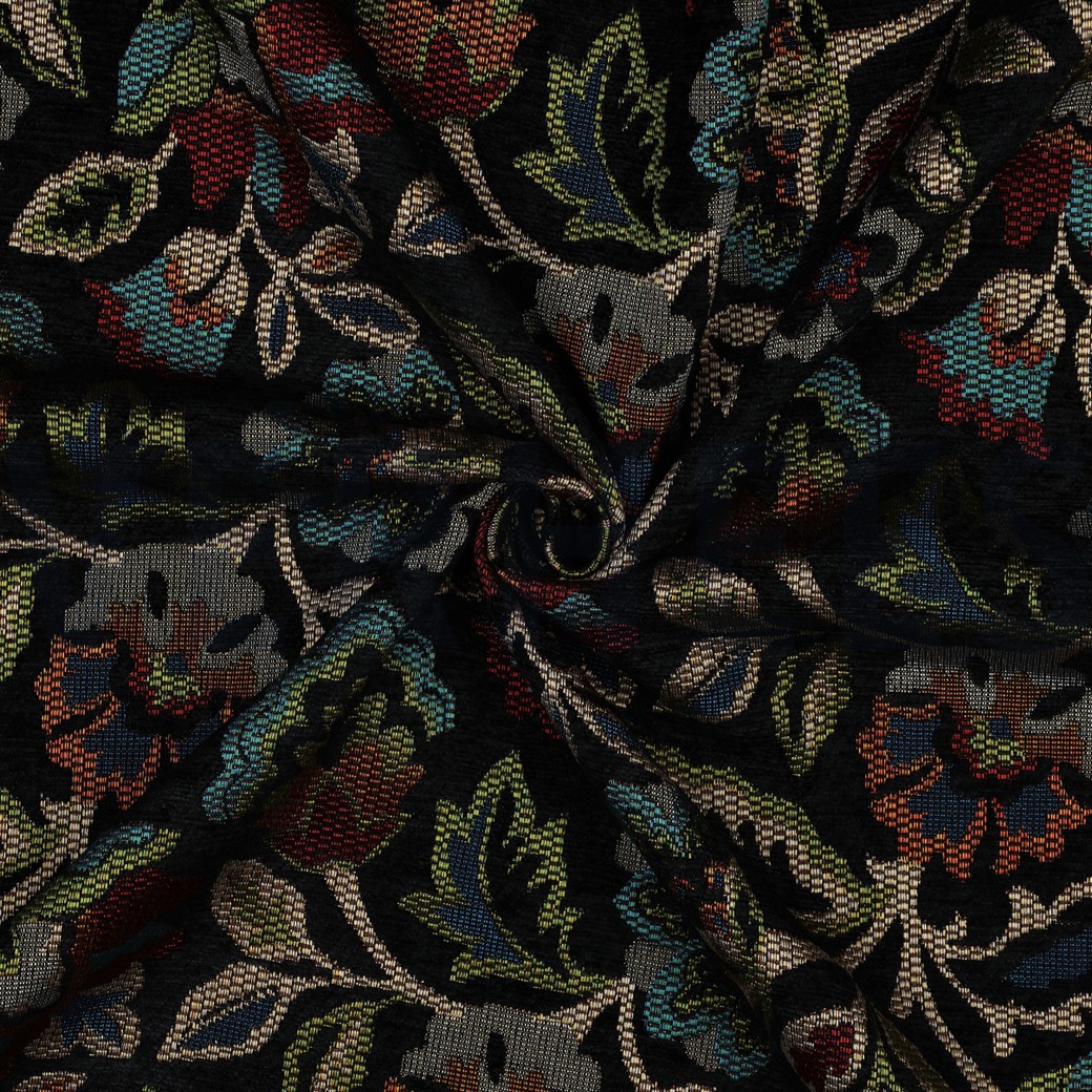 GOBELIN CHENILLE BLUMEN SCHWARZ #7