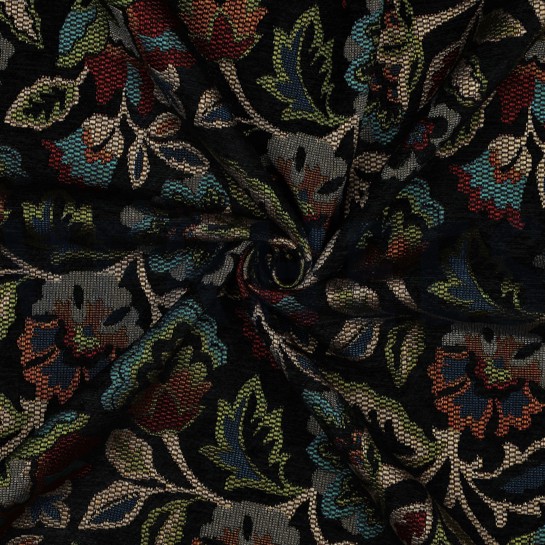 GOBELIN CHENILLE BLUMEN SCHWARZ #7