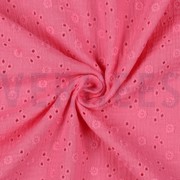 DOUBLE GAZE DE COTON BRODERIE FLEURS ROSE (thumbnail) #3