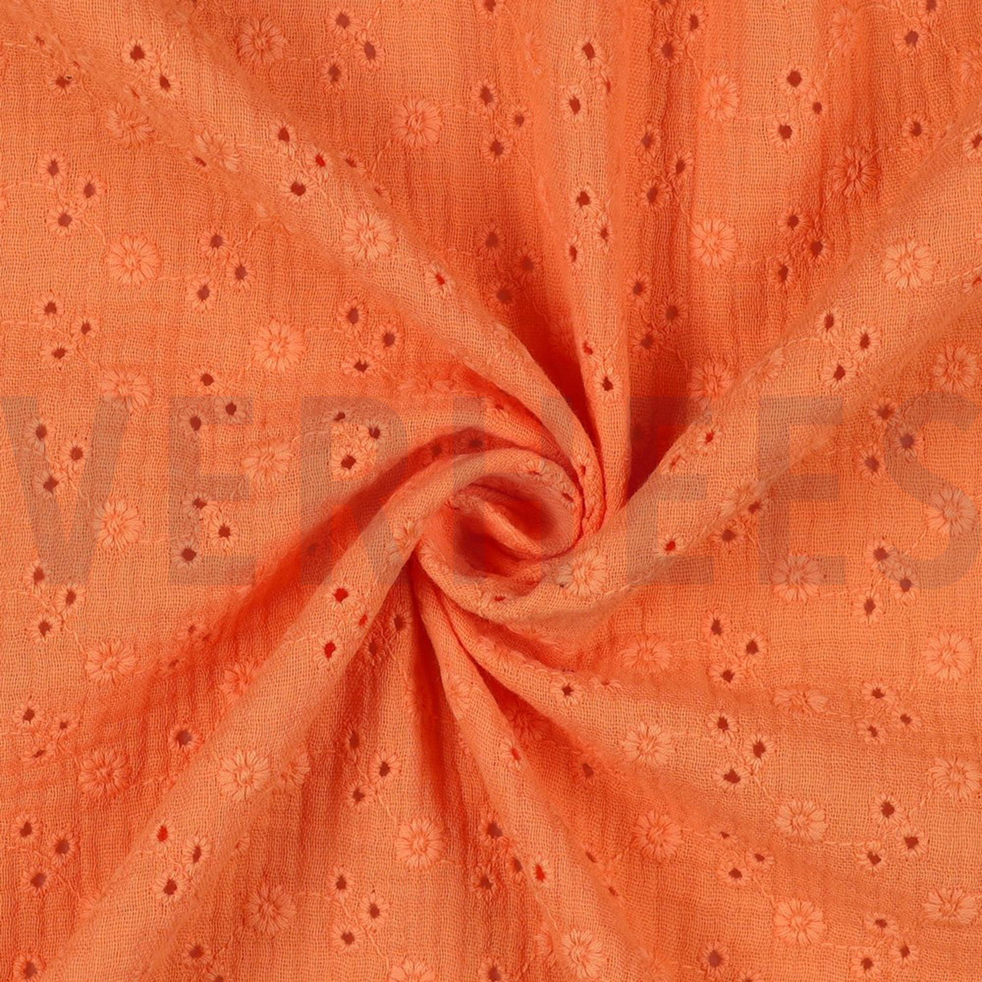 DOUBLE GAUZE EMBROIDERY BLOEMEN ORANJE (high resolution) #3